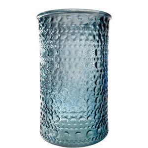 60s DPS Bubble Mold Blue Glass Cylinder Vase